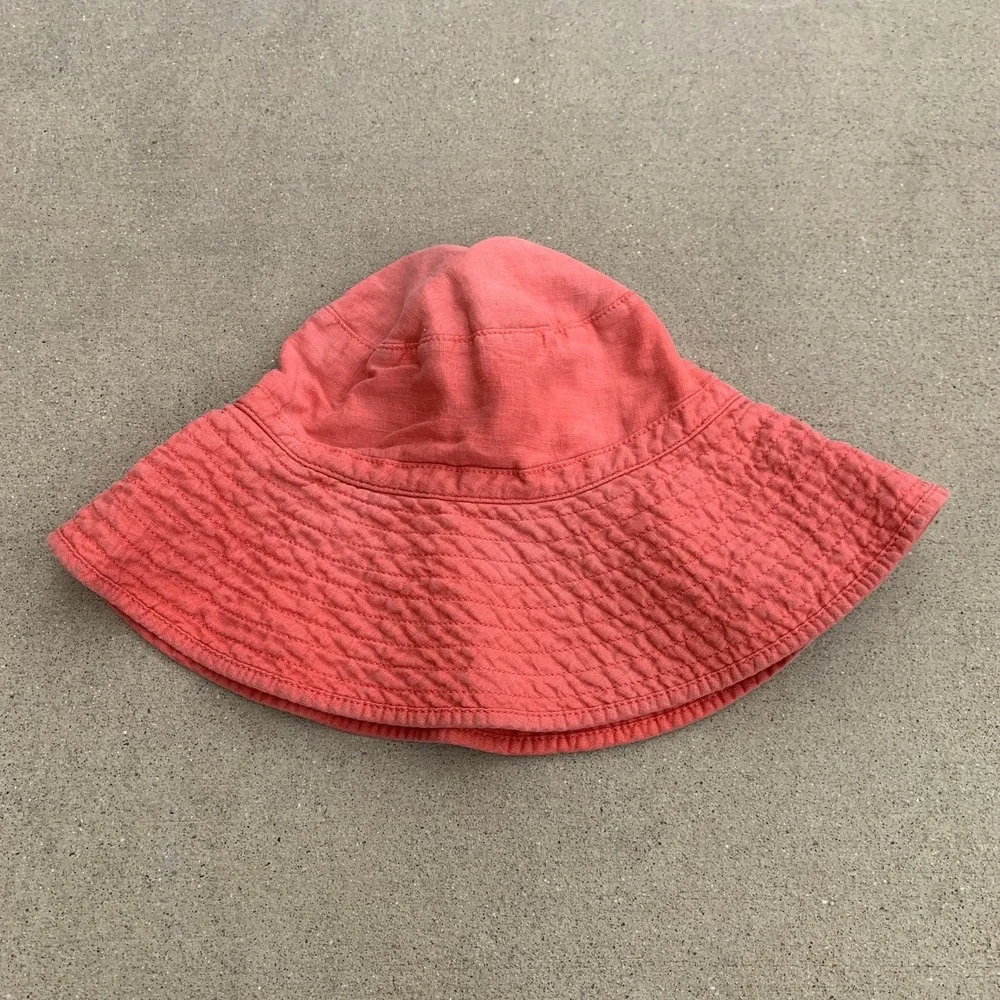J.Crew 100% linen bucket‎ hat in coral pink - size small/medium